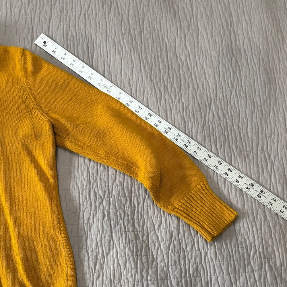 Pria Mustard Yellow 100% Cotton Cowl Neck Chunky Knit Sweater Large - Picture 5 of 8